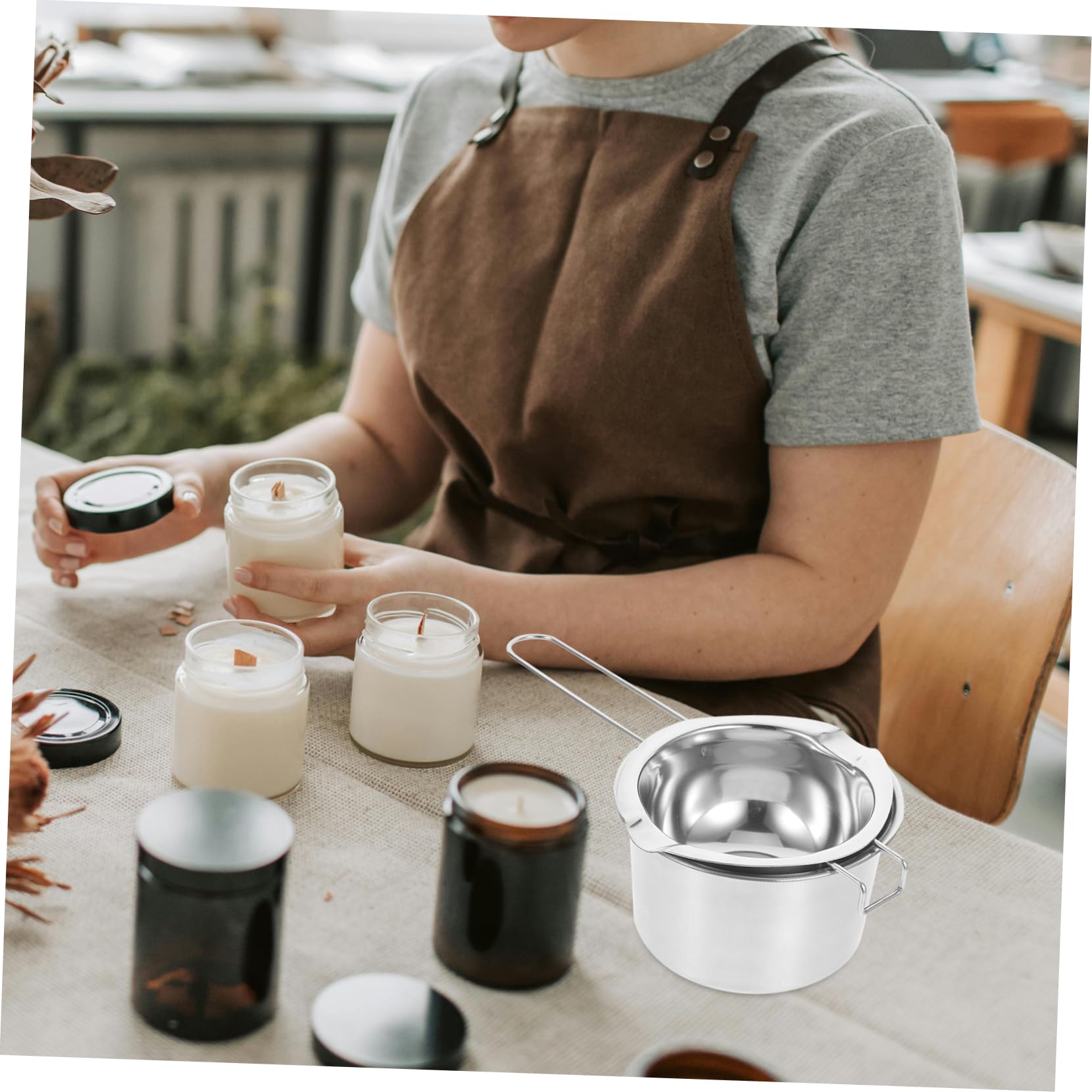 Holibanna 2 Series Kit De Crisol Para Velas Derretidas Elaboración Derretir Soja Cera Suministros Para Hacer Velas Suministros De Velas De Bricolaje Acero Inoxidable Plata 2 Piezas*2