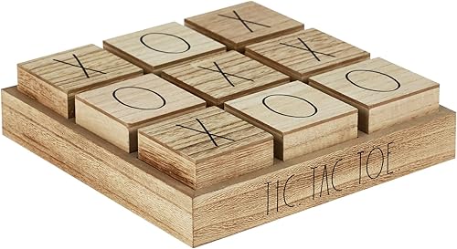 Rae Dunn Juego de Tic Tac Toe de madera – Juegos de mesa de madera grandes para mesa de café y diversión familiar – Decoración rústica de casa de