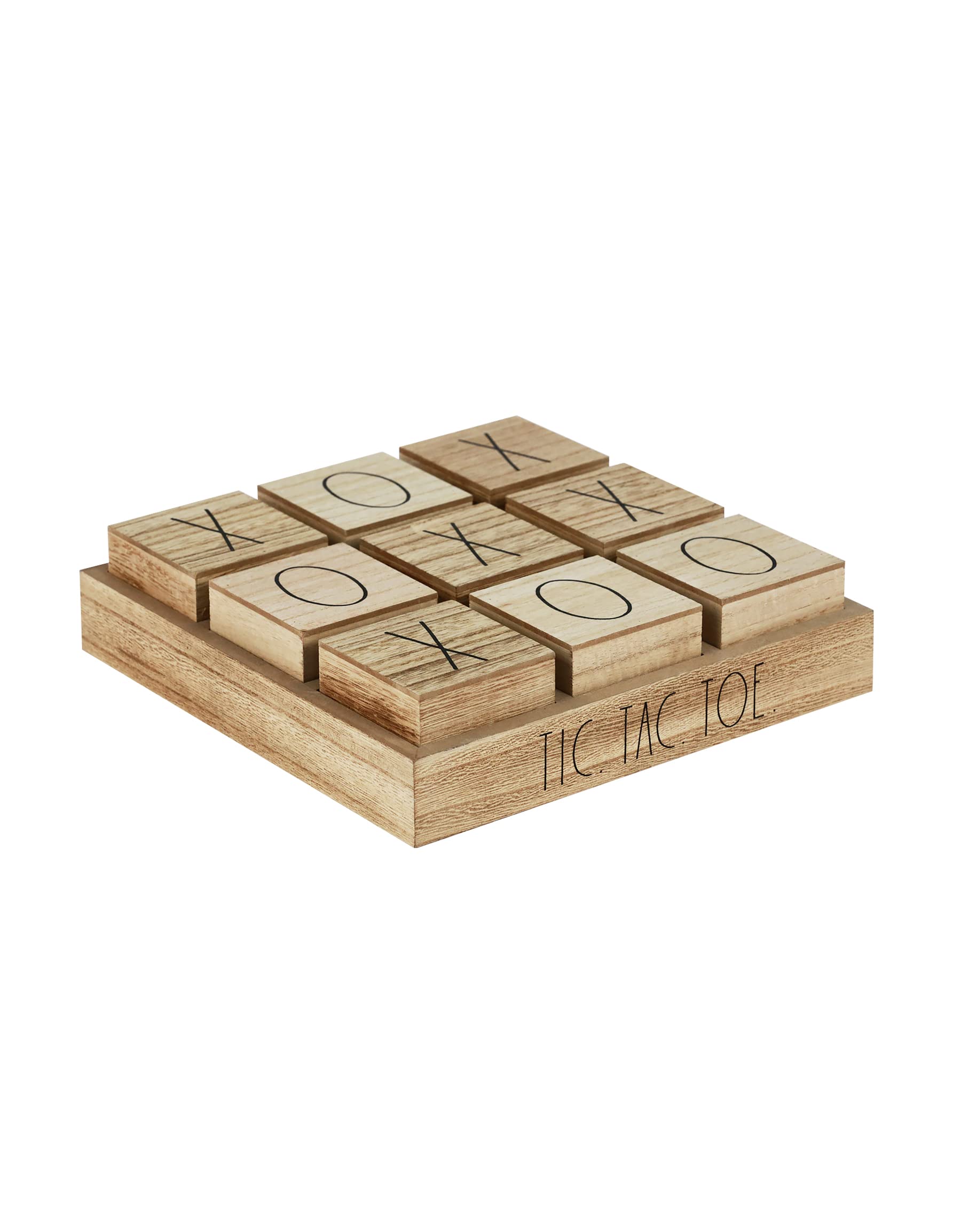 Wooden Tic Tac Toe Game - Large Wood Board Games for Coffee Table and Family Fun - Rustic Farmhouse Country Room Decor - Giant Tabletop TIK Tak Toe Game with Blocks for Kids and Adults