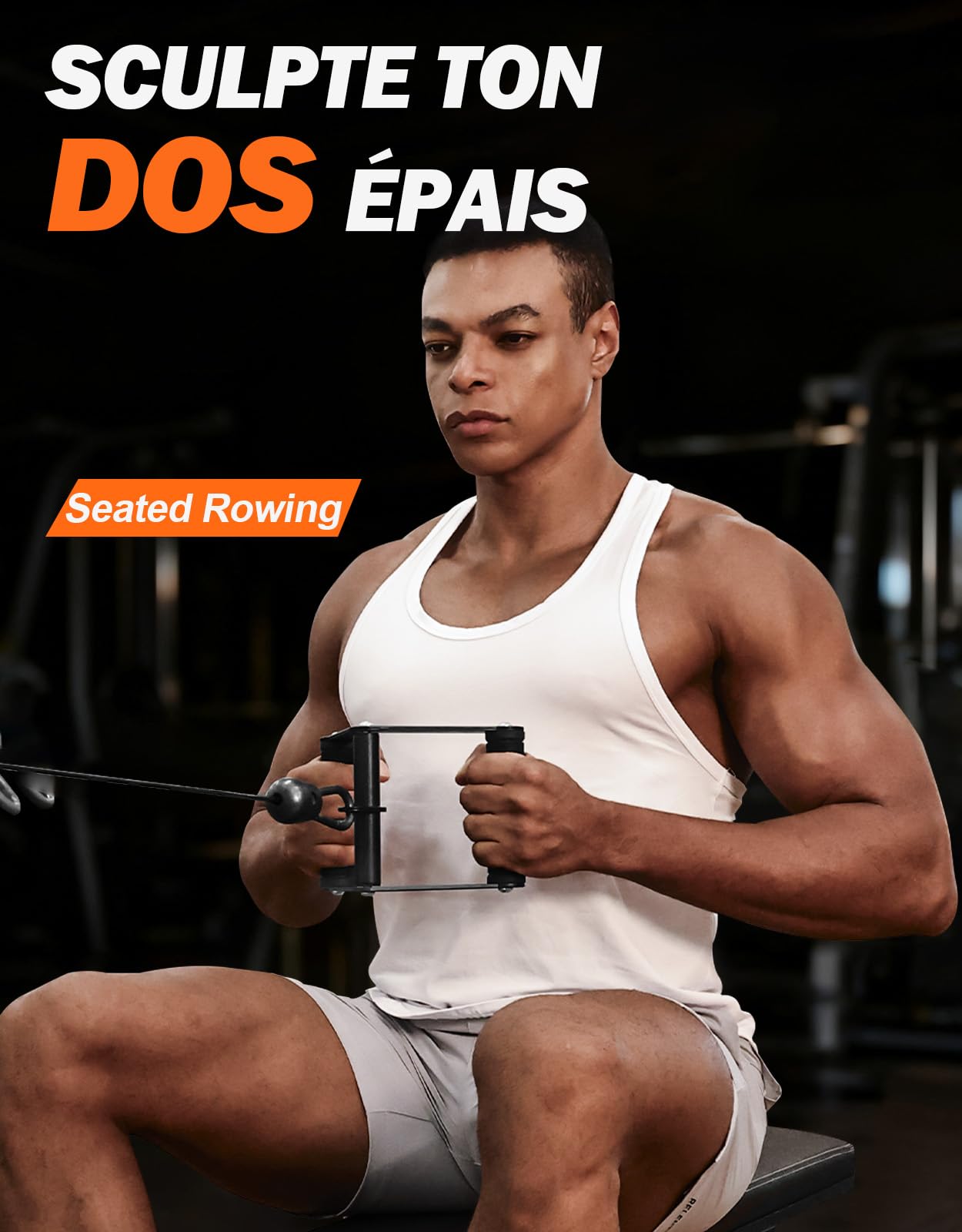 Fitarc Double D Attache de câble à poignée pour rangée pour salle de sport, attache antidérapante en V pour équipement de gym à domicile, attache de rail T pour l'entraînement du dos, attaches de