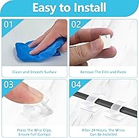 Vista 4 de 100PCS Cable Clips, Adhesive Wire Clips Organizer Cord Clips Management, Cable Staples Outdoor Strong for Wall, Desk, Christmas Lights, String