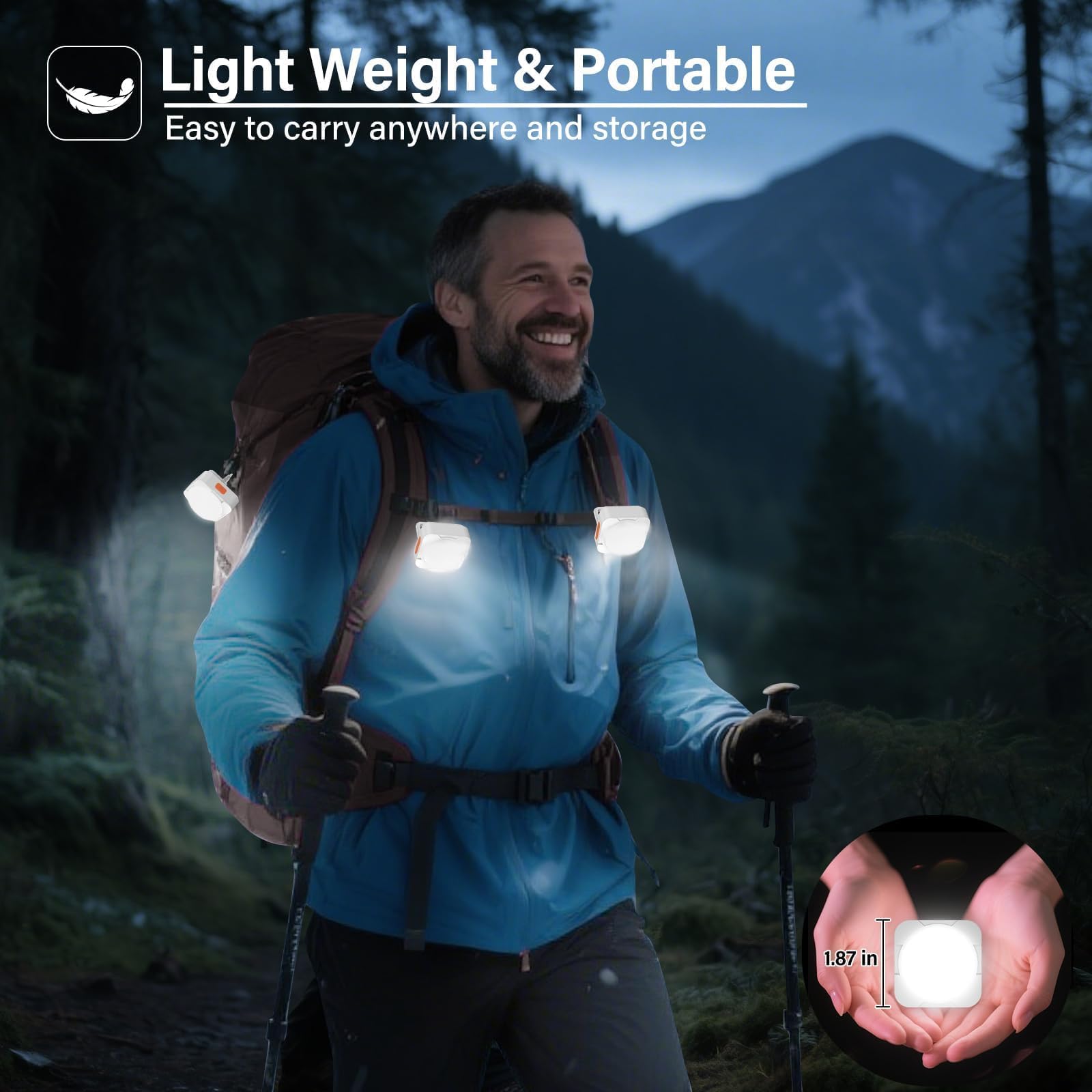 FLY2SKY de 6 luces recargables para tienda de campaña, mini linterna LED portátil, equipo de supervivencia, accesorios de camping para senderismo, mochileros, pesca, huracán, corte de emergencia