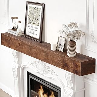 Fireplace Mantel Shelves 60inch | Solid Wood Floating Mantel Shelf - Rus...