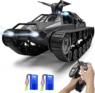 RACENT RC Crawler 1:12 Scale 2.4Ghz Remote Control Tank 4WD 360Â°Rotating Drifting Car Off-Road All Terrain RC Truck with 2 Batteries Toy Gifts