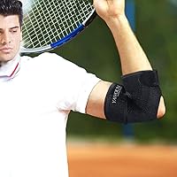 Vista 7 de Codera, soporte de codo de tenis ajustable, ideal para esguinces de codos, tendinitis, artritis, baloncesto, béisbol, codo de golfista que Negro