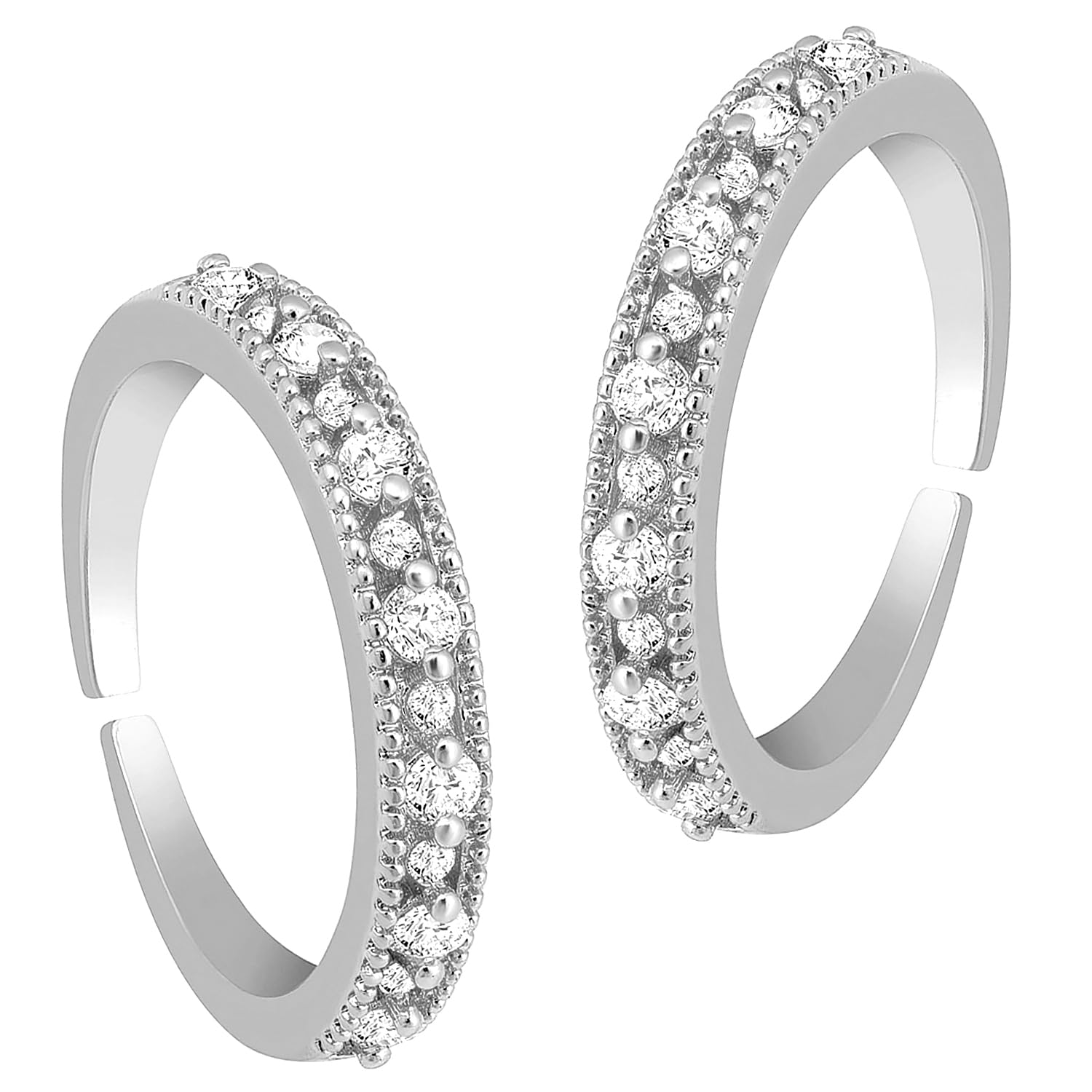 Gold Plated Rani Pink Green Cubic Zirconia Studded Fancy Adjustable Toe Ring Bichiya Fashion Jewellery