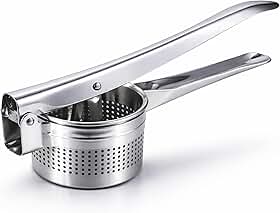 Espremedor de Batata Inox Manual Profissional – Amassador de Batatas e Legumes, Ideal para Purê, Nhoque e Cozinha - Utensílio de Cozinha em Aço Inoxidável