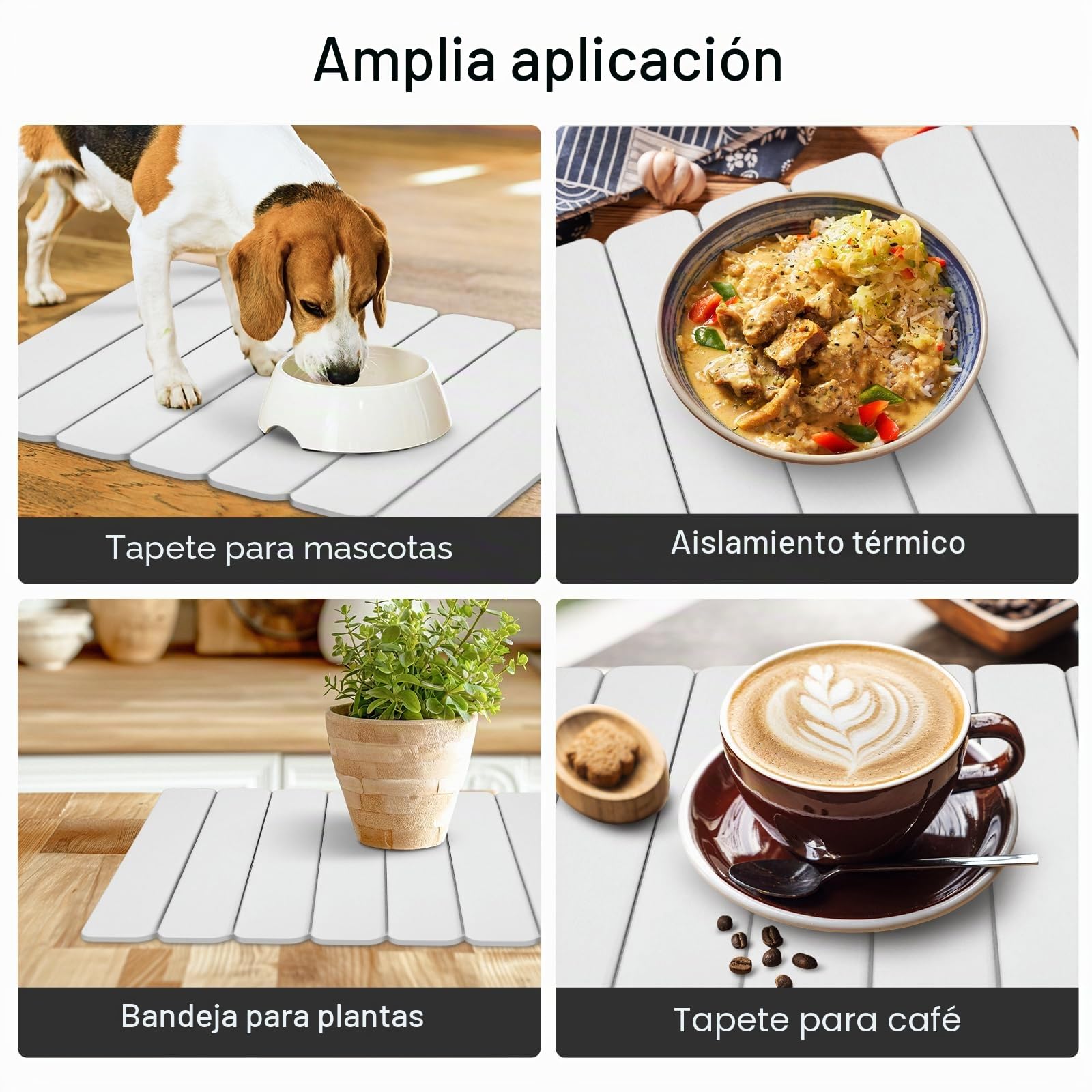 Tapete de piedra de secado rápido para cocina, tapete de secado de piedra, tabla de drenaje absorbente, tapete de secado de platos reutilizable para escurridor plegable, encimera de cocina