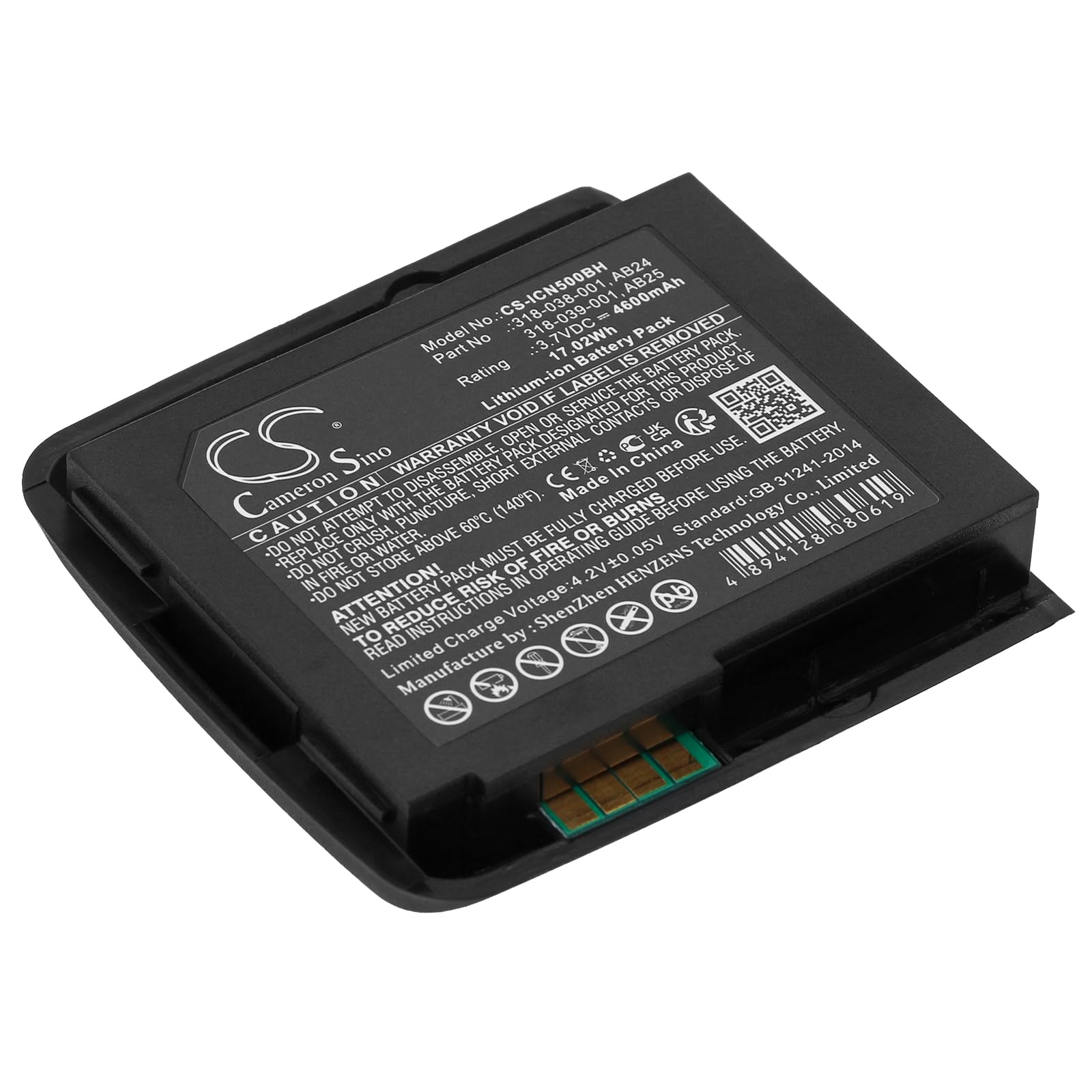 CS-ICN500BH Batteria 4600mAh compatibile con [Intermec] CN50, CN51 sostituisce 318-038-001, 318-039-001, 318-039-012, 318-052-001, 318-052-011, AB24, AB25