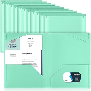 Henoyso 18 Pack Light Green Plastic Folder with Clear Front Pocket