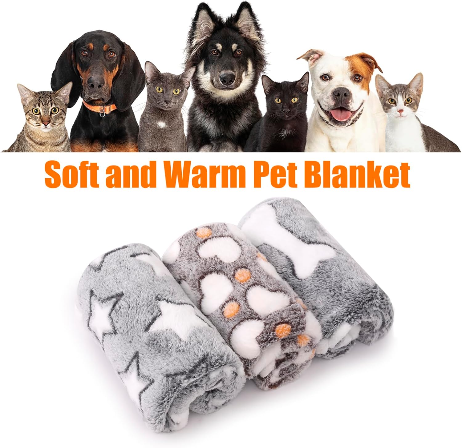 3 Pack Cat and Dog Blanket Soft & Warm Fleece Flannel Pet Blanket, Great Pet Throw Sleep Mat for Puppy Cats Small Dogs Cute Star/Love/Bone (Small 23" x 15") - Image 8