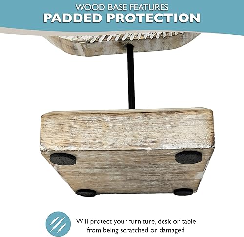 Miniatura 5 de Escultura de pescado de madera para decoración del hogar, estatua de pez ángel hecha a mano en el soporte de base, decoración náutica de mar para