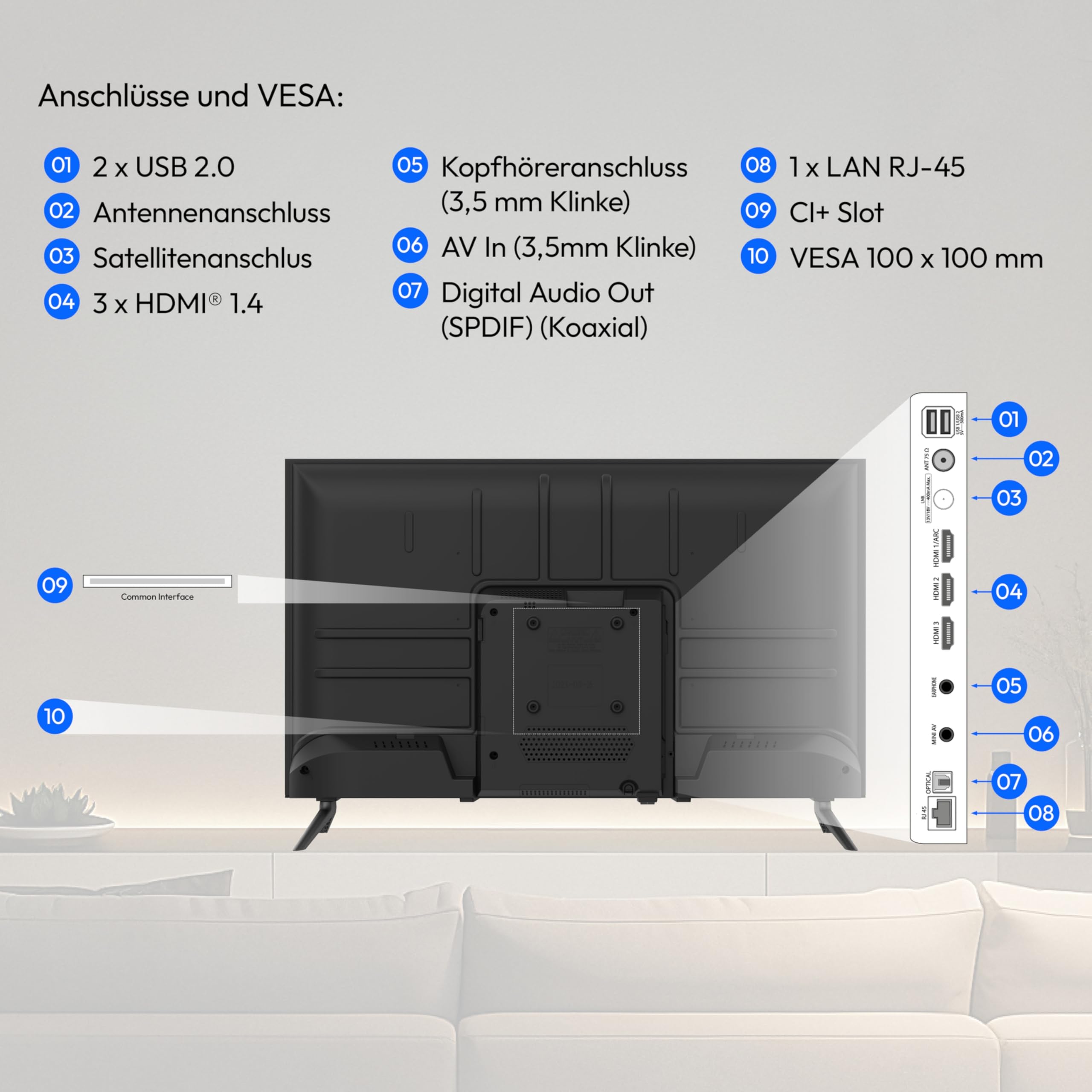MEDION 59,8 cm (24 Zoll) HD Fernseher (VIDAA, Smart TV, Prime Video, PVR, HD Triple Tuner, MD 824102)