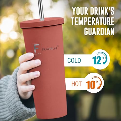 Miniatura 5 de FRANIKAI - Vaso térmico con tapa y pajilla, de 28 onzas, simple y moderno, para viajes, para agua fría o caliente, vaso térmico con tapa y pajilla,