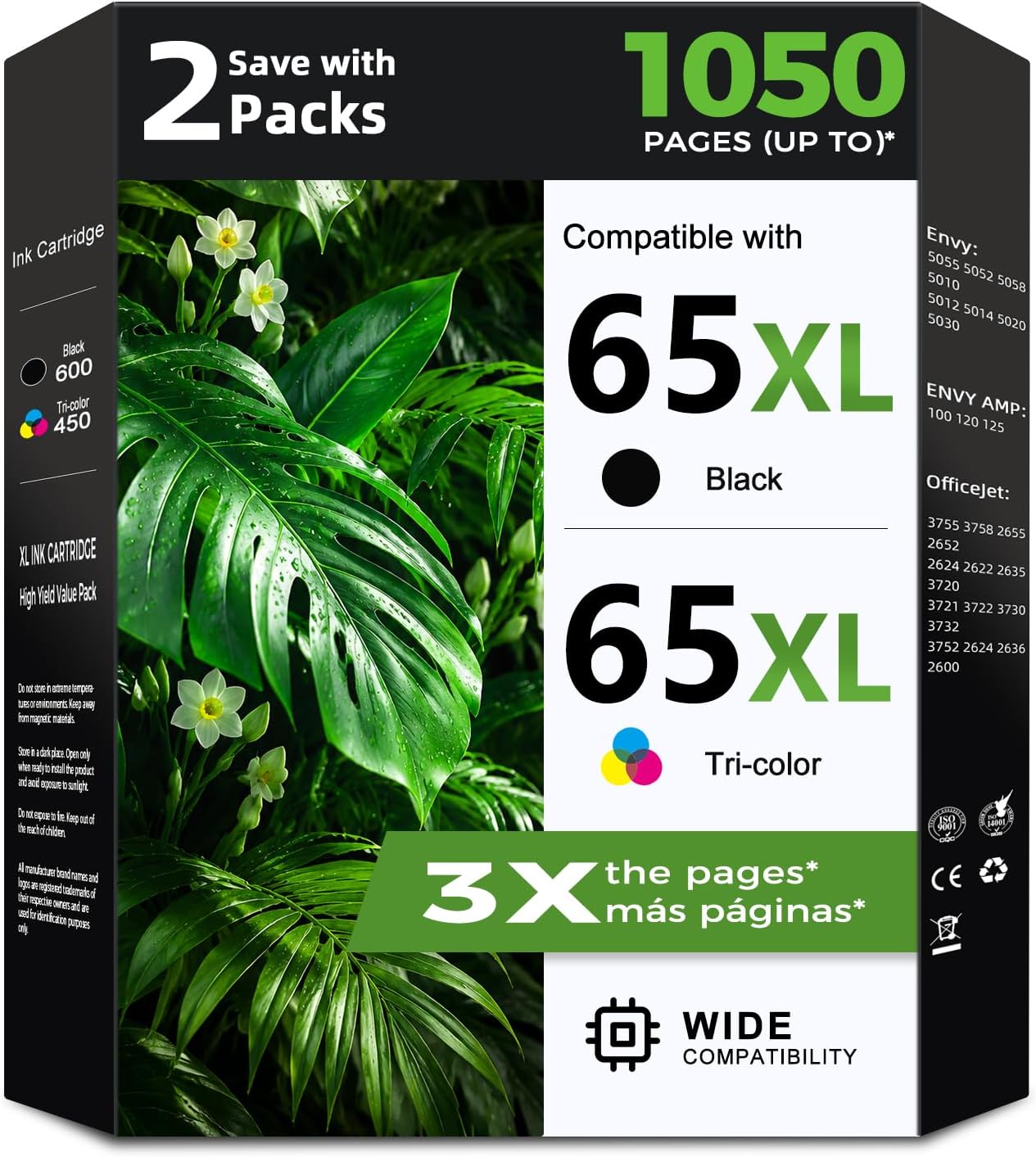 65XL Black Color Ink Cartridge Replacement for HP Ink 65 HP65 XL HP65XL