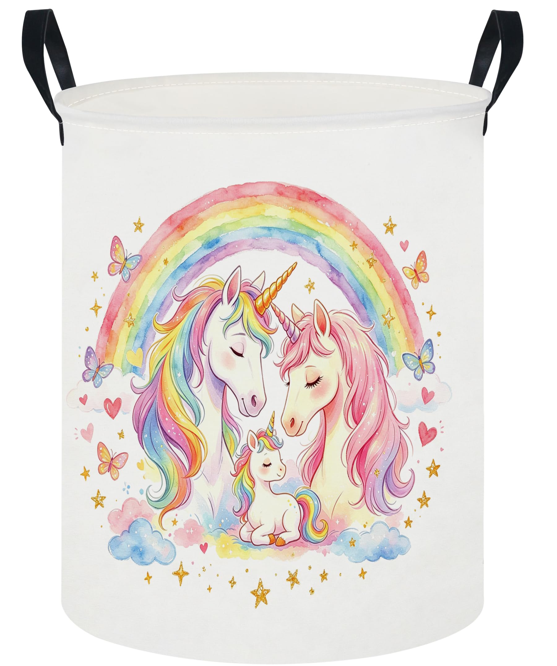 19.7" Laundry Basket,Dirty Clothes Hamper,Waterproof Storage Bin,Room Decor,Gift Baskets(Cute Unicorn)
