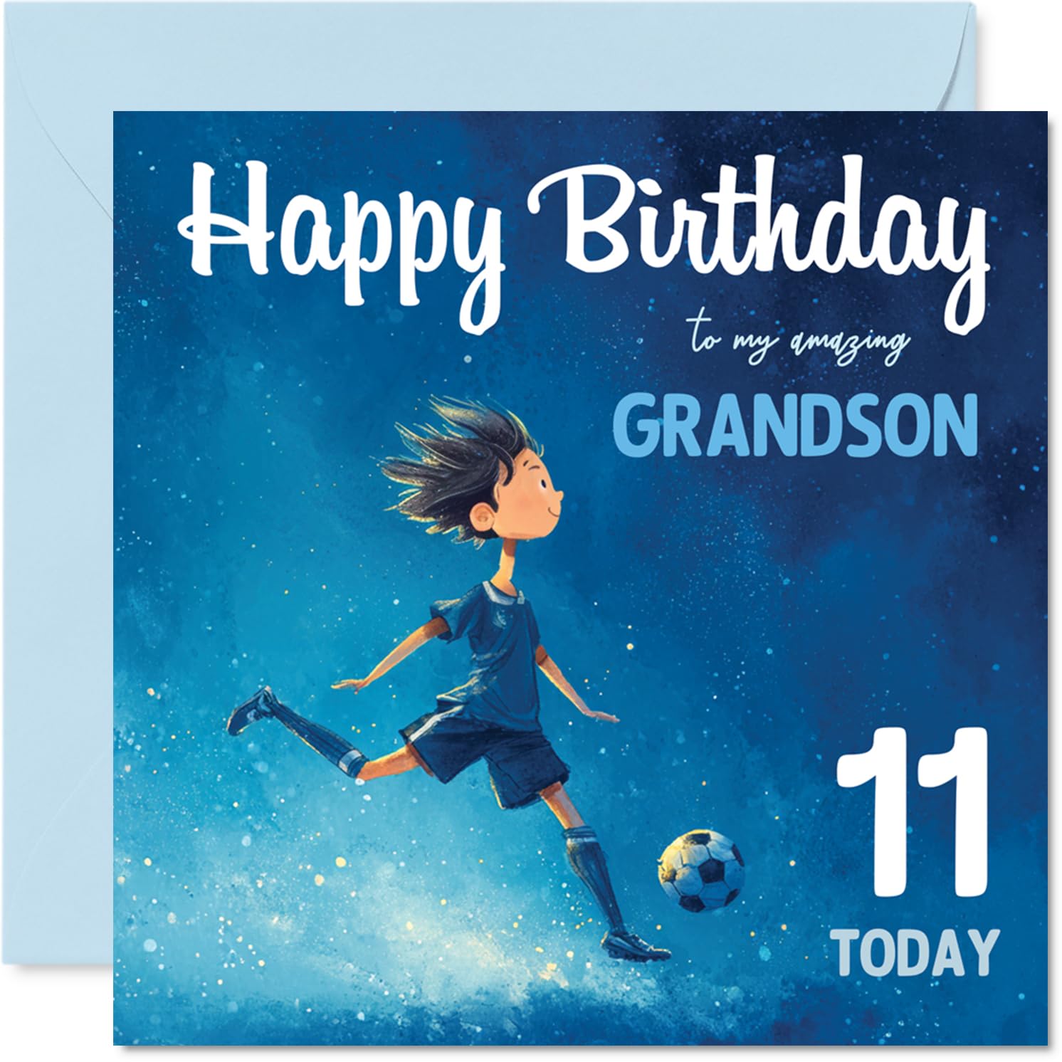 11th Birthday Cards for Boys - Football Boy - Happy Birthday Card for 3 Year Old Boy Grandson Grandchild, 145mm Bday Greeting Cards