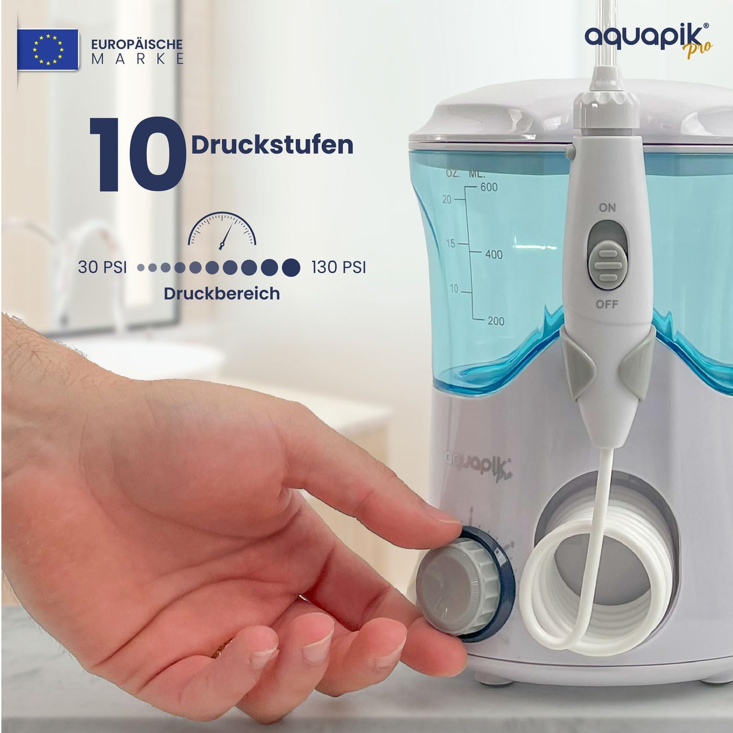 Aquapik PRO Water Flosser with pressure level dial