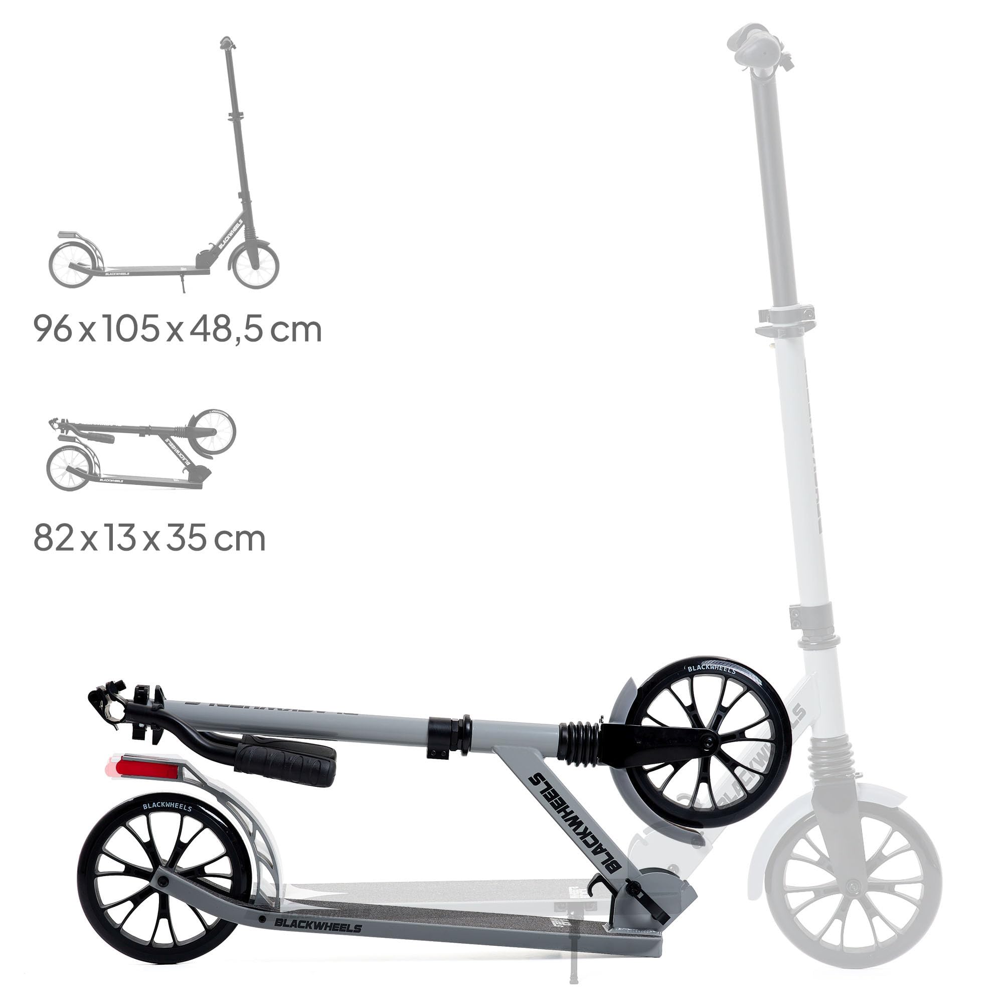 BLACKWHEELS ZOOM Miejska Hulajnoga – Duże Koła 200mm, Składana, Amortyzowana, Wysoka Kierownica, Lekka Aluminiowa Rama, Komfortowa Jazda po Każdej Nawierzchni