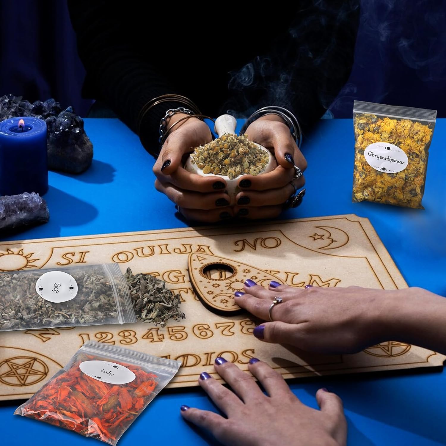 Vakuny 45pcs Witchcraft Supplies Kit, Bulk Dried Flowers for Wiccan Rituals, Magic Spells, Soap Making Bath, Hoodoo Herbs for Witchcraft Altar Decor, Herb Witchy Gifts for Women