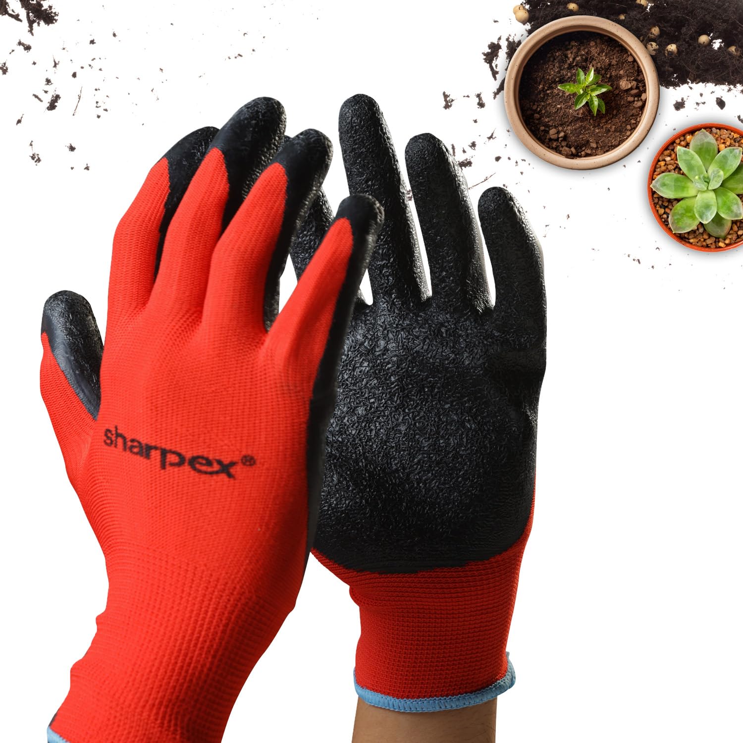 Sharpex Heavy Duty Gardening Hand Gloves for Home Garden | Breathable Latex Coated Safety Gloves for Farming, Weeding, Planting, Picking fruits, and Multipurpose Outdoor Work (1 Pair, Red and Black) (B0D14PJQ4G) Amazon Price History, Amazon Price Tracker