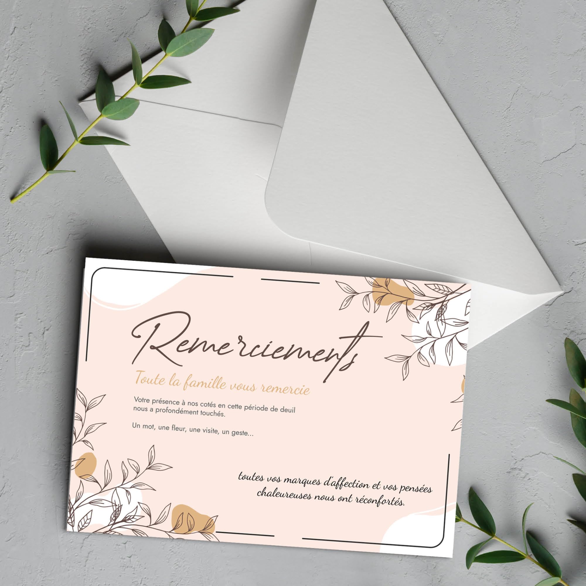 Cartes Remerciements Deuil - Lot de 25 Cartes + 25 Enveloppes | Cartes Condoléances Décès Obsèques ou Enterrement | Papier Mat 300g de Haute Qualité | Dos Vierge à Personnaliser | Format 14,8x10,5 cm