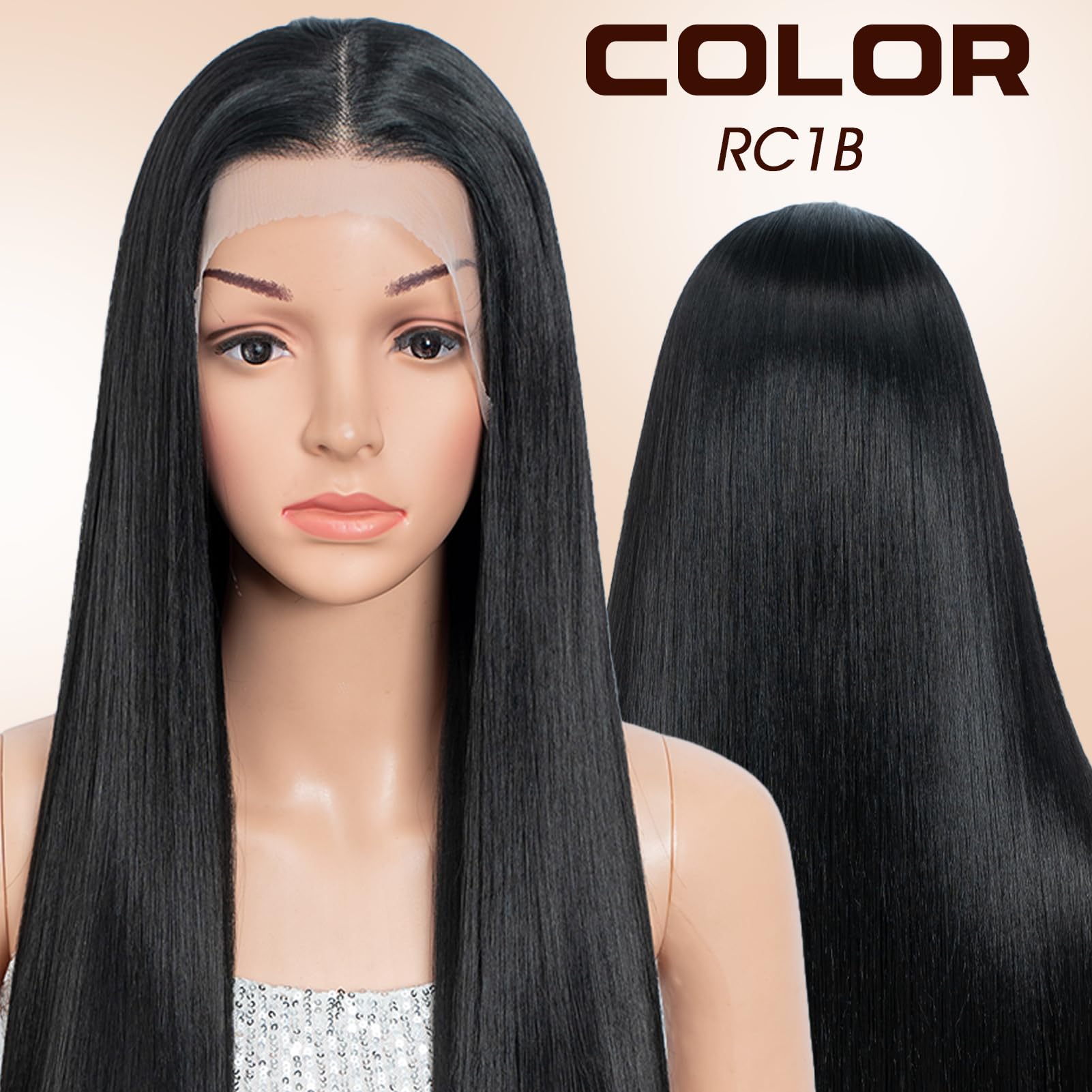FASHION IDOL 13 * 4 Parrucca in capelli sintetici di alta qualità HD per donne e ragazze Adatta a tutte le occasioni e all'uso quotidiano 95 cm