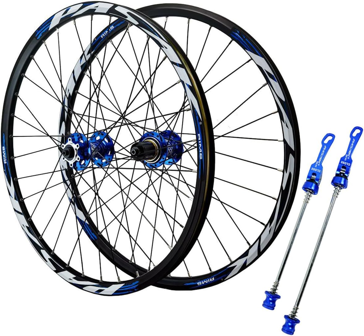 24inch Bikes Wheelset Disc Brake Quick Release Mountain Bike Wheel Aluminum Alloy Double Wall Rim Front and Rear Wheels 7/8/9/10/11/12 Speed Cassette 32 Holes (Color : Black, Size : 24'')