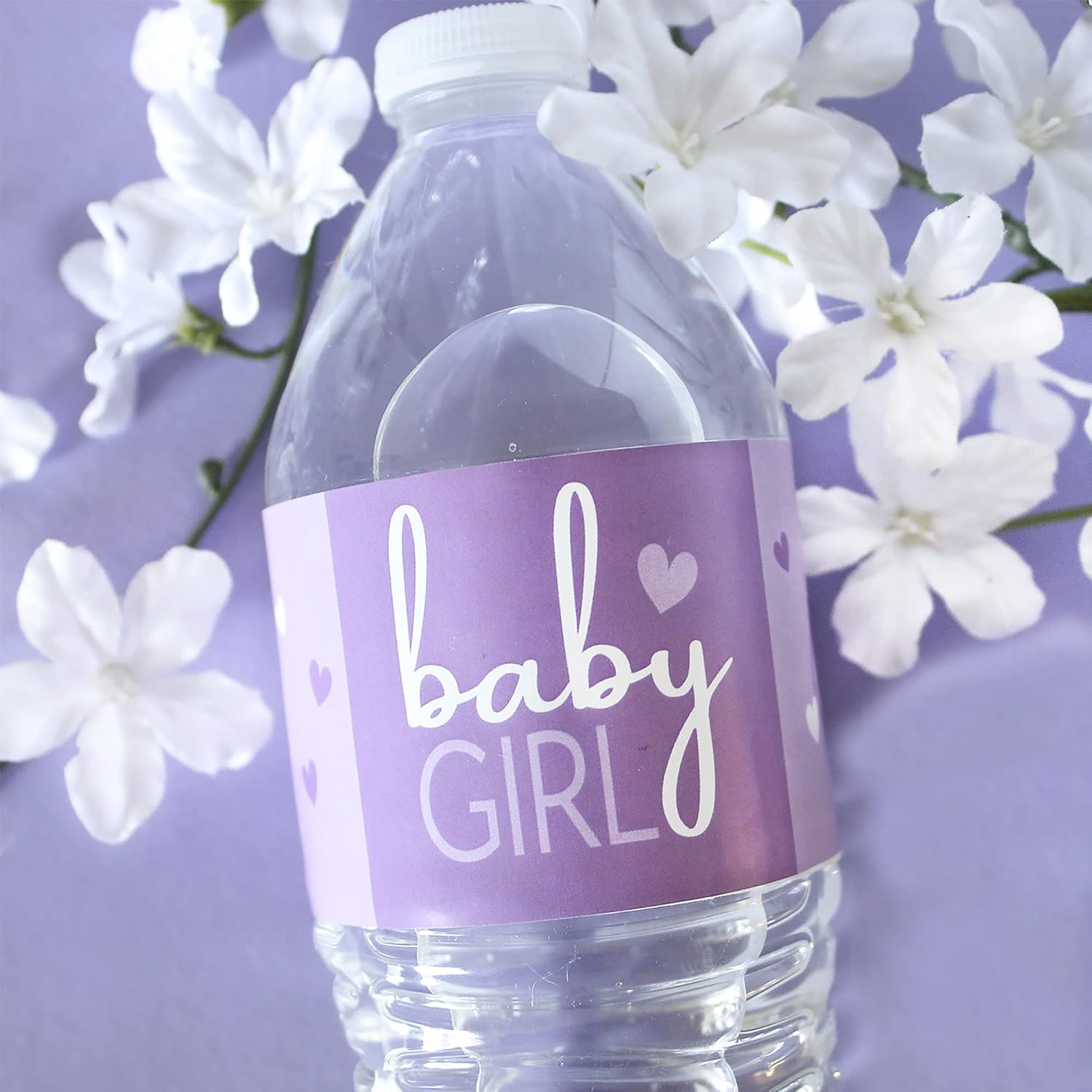 Purple It's a Girl Baby Shower Water Bottle Labels, 20 Count image 2