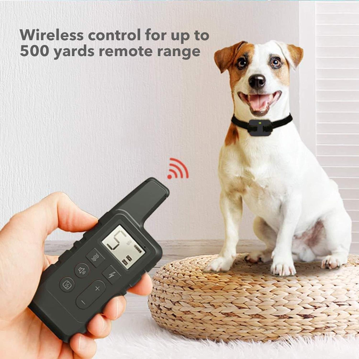 Deluxe Version of Dog Trainer Bark Plug 1650 Feet Remote Control Electric Shock and Vibration Warning Electronic Collar Waterproof (Red) H-2025-10-4