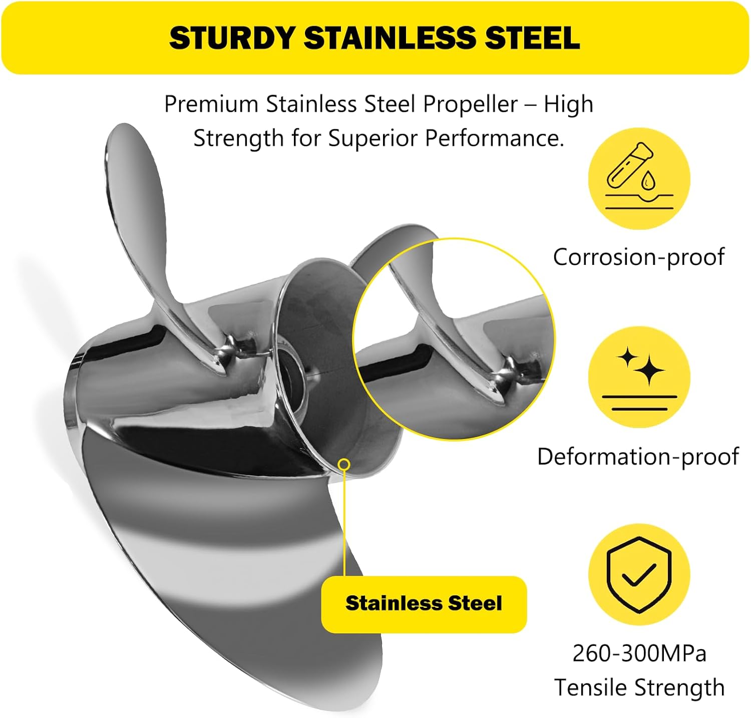 YOUNG PROPS 14 1/2 x 19 Stainless Steel Outboard Boat Propeller for Mercury Engine 135-300HP/Mercruiser Alpha One 14.5dia x 19 Pitch Hub Kits Included 15 Spline Tooth RH