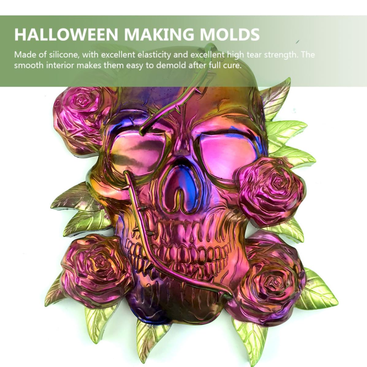 OSALADI 3 Piezas Molde de Silicona Blanco Forma de Calavera para Decoración de Pared, Material Saludable y Excelente Elasticidad, Adecuado para Manualidades DIY y Adornos de Halloween
