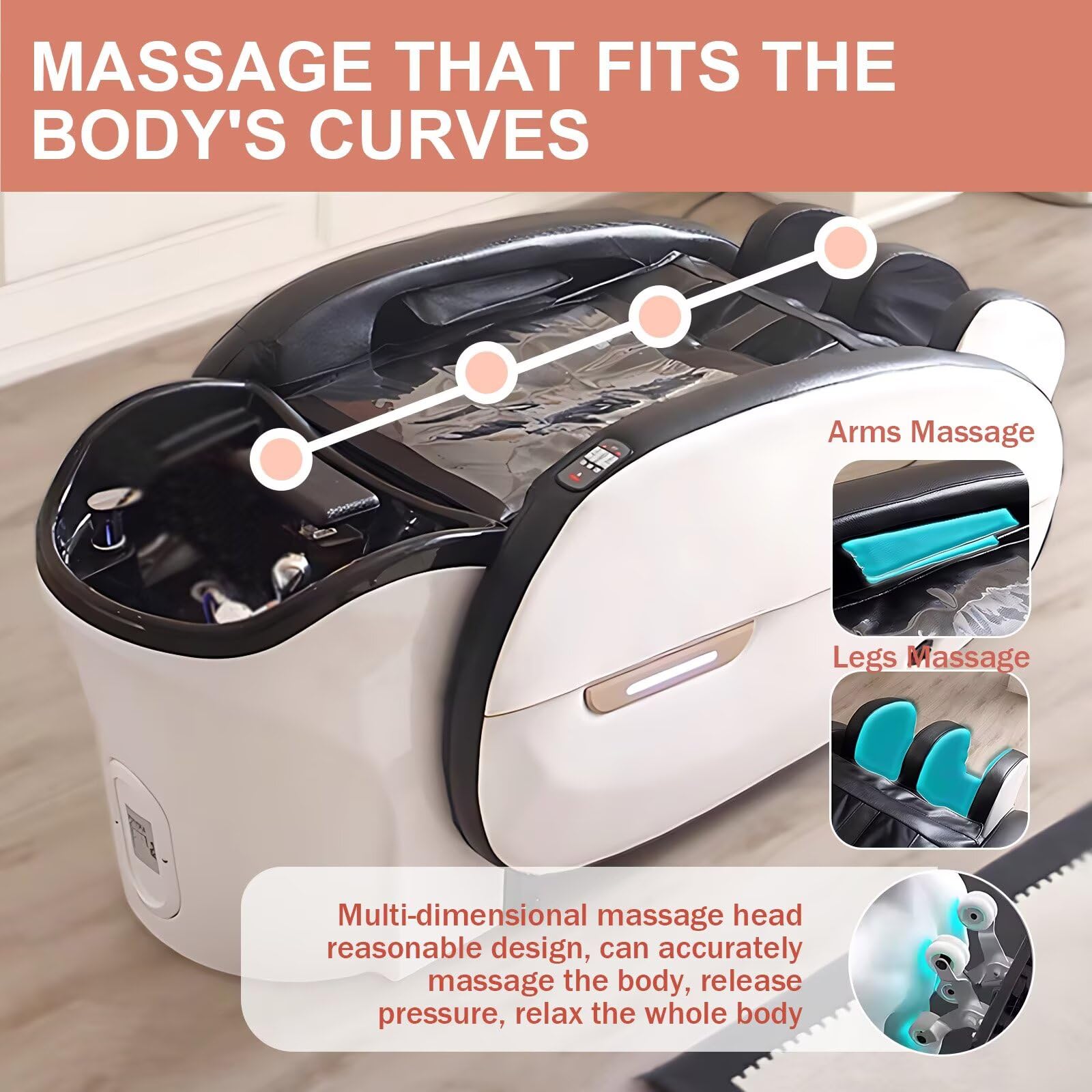 Professionelles Kopf-Spa-Shampoo-Bett, Massageliege mit Moderner Stimmungsbeleuchtung, Salon-Spa-Ausstattung mit Wasserzirkulation, Ganzkörpermassage & Begasung