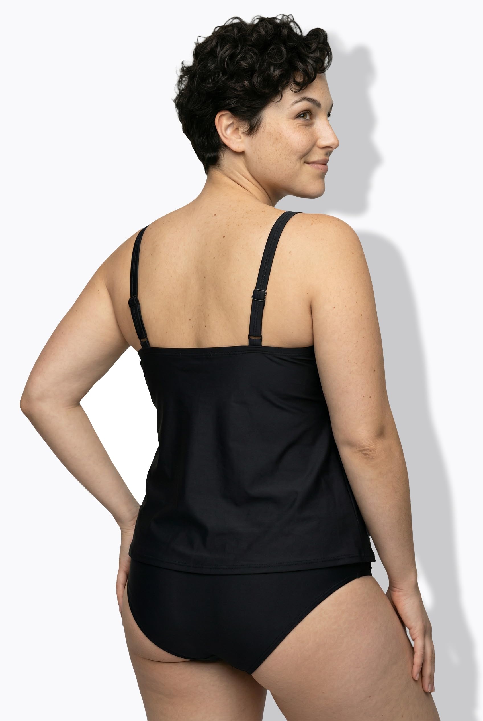 Ulla Popken Tankini con Corpino Drappeggiato, orli Decorativi, Coppe morbide e Spalline Regolabili 846877