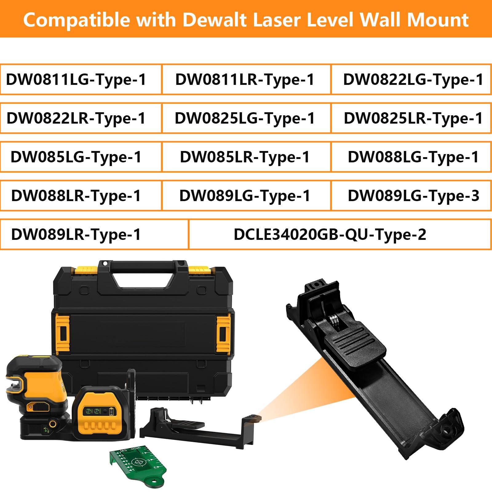 Support Mural Pour Niveau Laser Dewalt DW0811LR, DW0822LG, DW0822LR - Montage Horizontal - 7