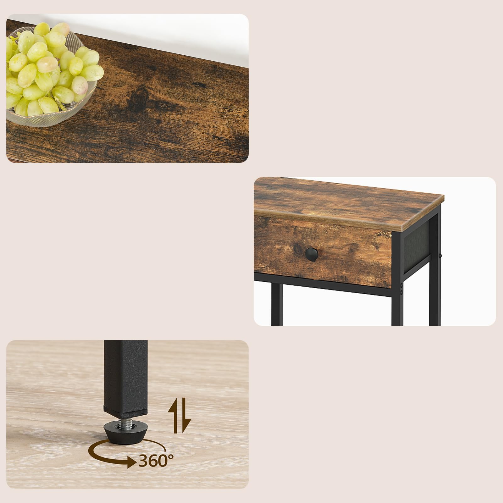 YATINEY Mueble para TV de hasta 50 Pulgadas, Mueble TV con 3 Cajones, Mueble Multimedia de Estilo Industrial de 120 cm de Longitud, para Salón, Dormitorio o Despacho, Marrón Vintage y Negro XDS12BR