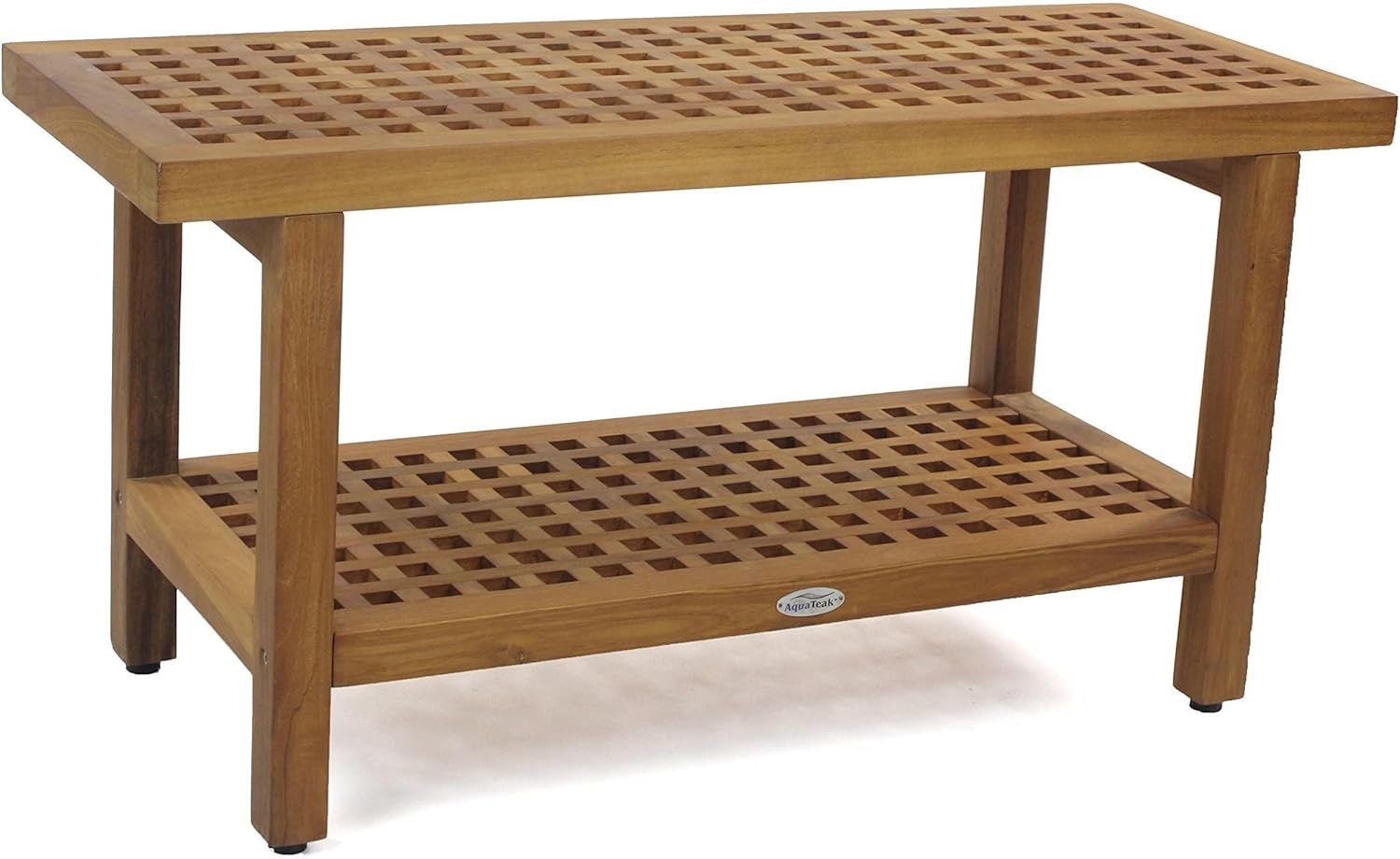 AquaTeak The Original 36" Grate Teak Shower Bench with Shelf - A. Bench