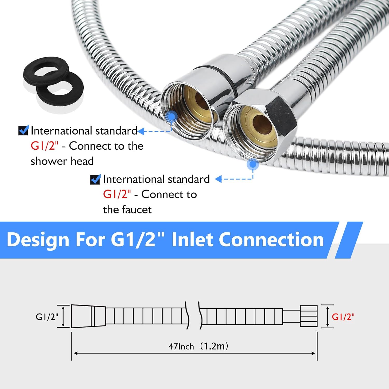 1/2" Nut Shampoo Bowl Hose Sprayer Kit with Stainless Steel Salon Sink Hose Replacement for Beauty Salon Barber Shop Faucet Vacuum Breaker Kit, Dual-Mode Shampoo Bowl Sprayer Head