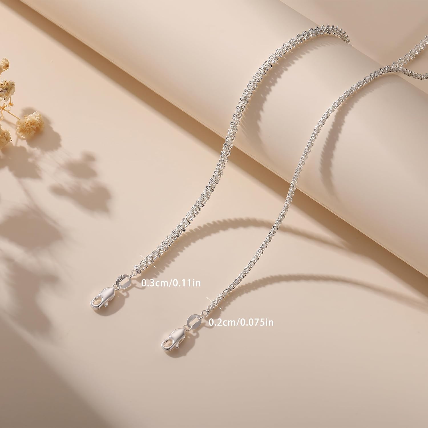 925 Sterling Silver Chain Necklace for Women - 2mm/3mm Italian Chain Necklace Dainty Jewelry Gifts for Women Mom Girlfriend 16/18/20/22 Inch