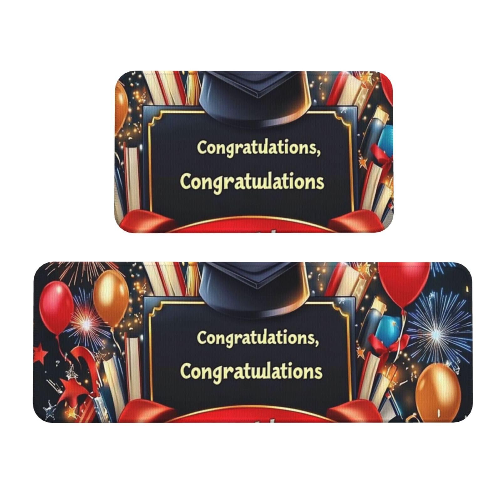 Juego de 2 tapetes de cocina temáticos para decoración del hogar en graduaciones