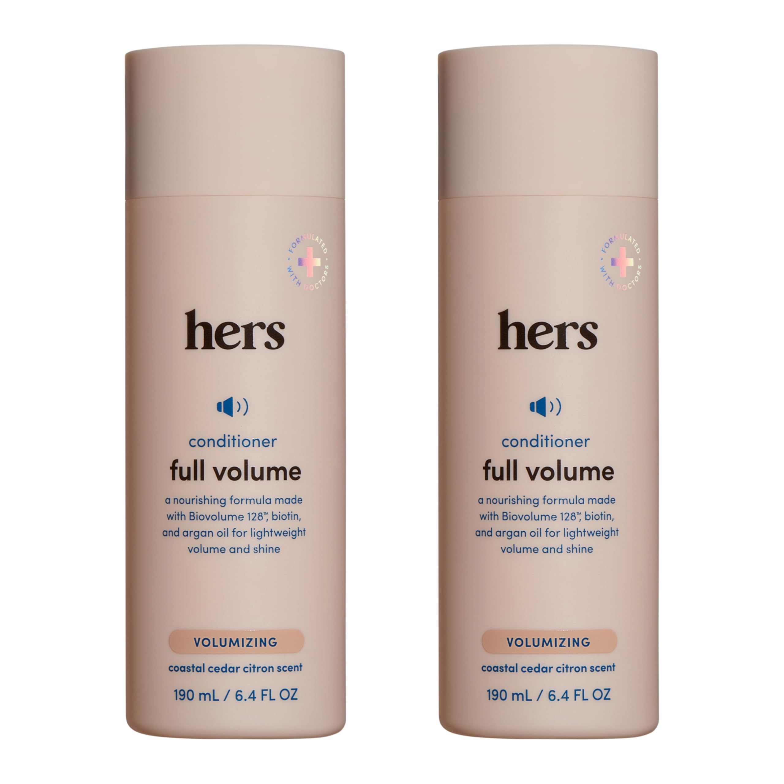 hers Full Volume Conditioner - Biovolume 128, Argan Oil, & Biotin Formula - Volumizing Conditioner for Fine Hair - Paraben-Free & Cruelty-Free -