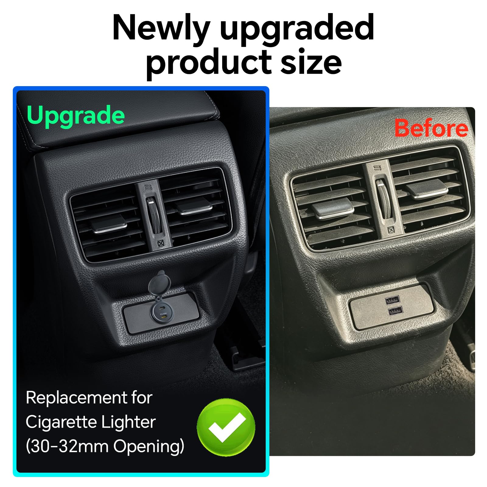 Toma USB 12V 65W PD y 20W PD, Aluminio USB C Cargador de Coche Camper, para Portátiles Autocaravana Caravana Barco Camión (2 Pcs)