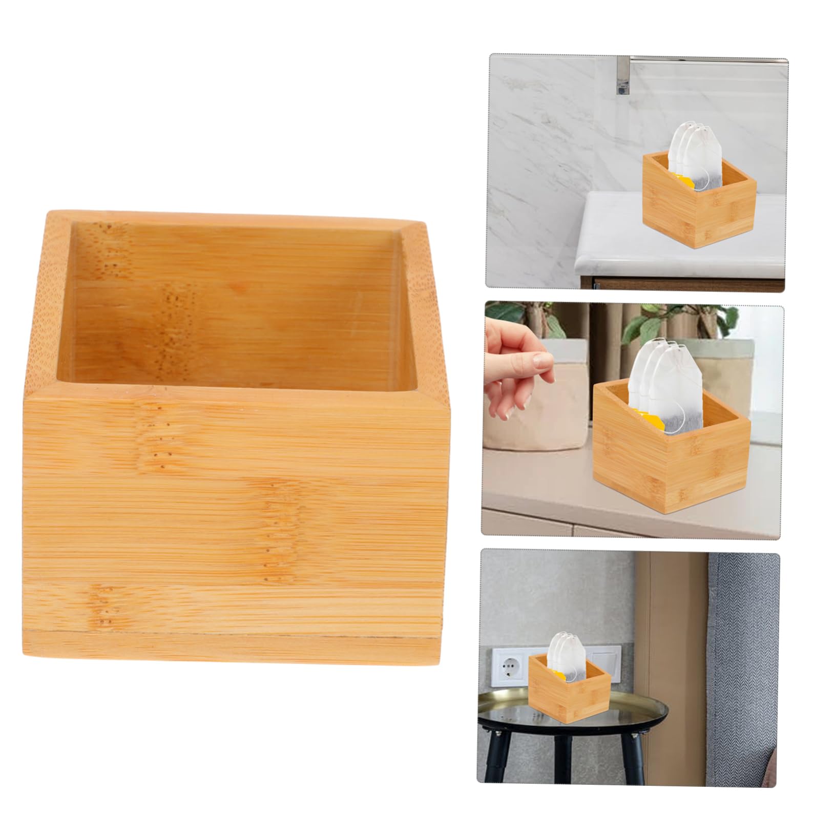 Healifty 3 pcs Wooden Tea Storage Box Multi Function Organizer for Tea Bags Sugar Bags and Small Items Portable Design for Home Hotel Office Use Creative and Practical