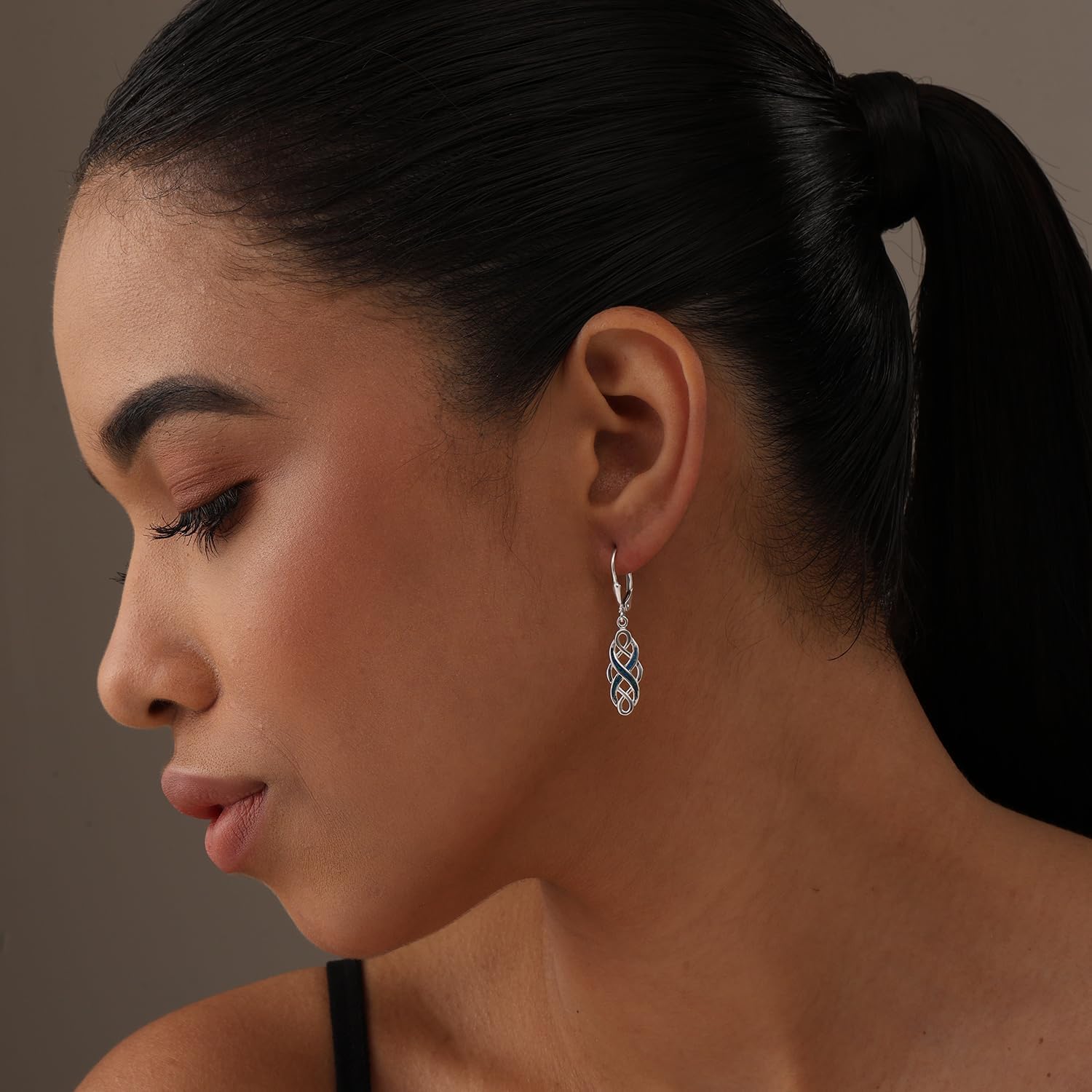 LeCalla 925 Sterling Silver Leverback Drop Earrings | Lightweight Celtic-Knot Filigree Heart Teardrop Dangle Earring for Women's Gift for Her