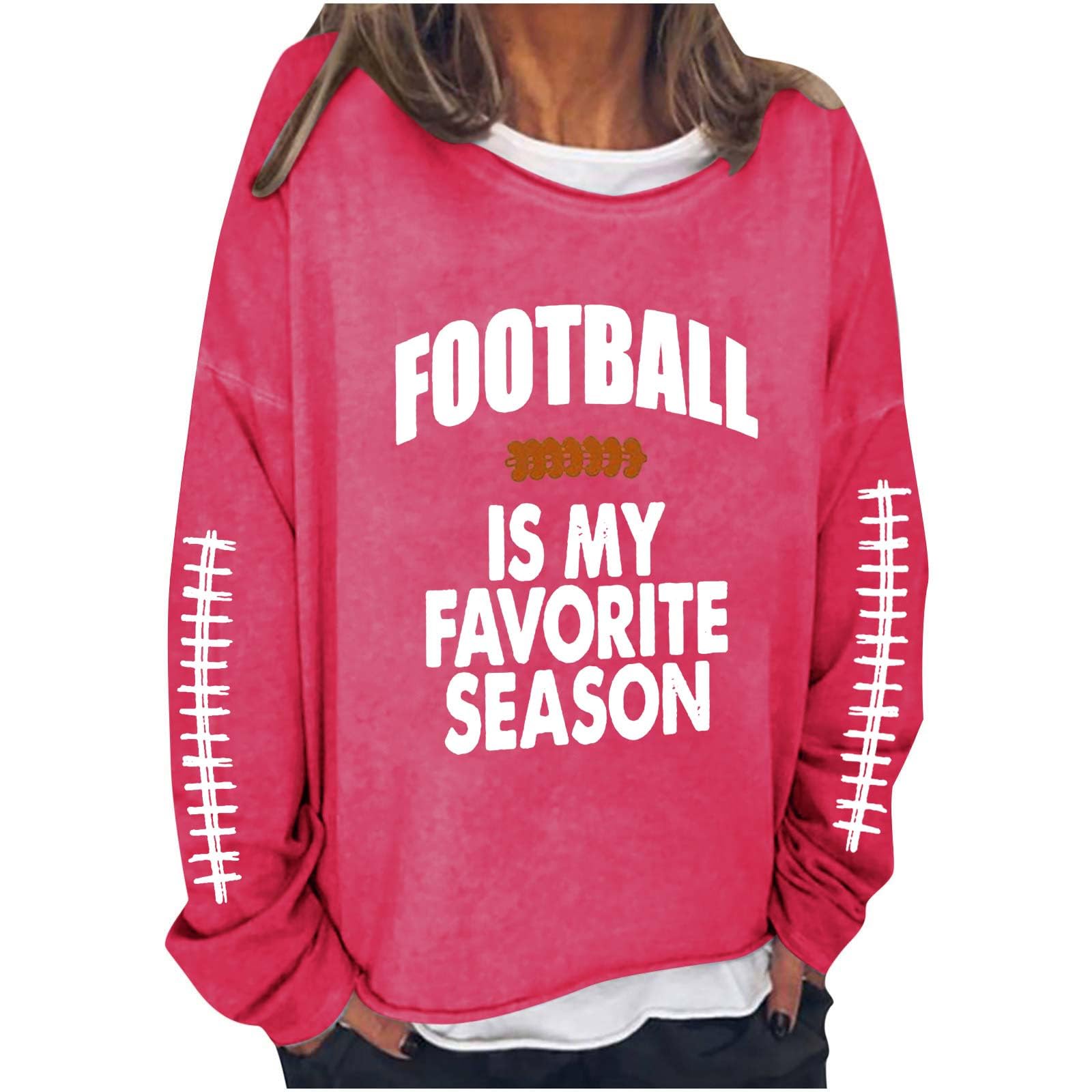 UTSJKR Women Football Is My Favorite Season Graphic Sweatshirt Long Sleeve Game Day Sweatshirt Letter Printed Pullover Tops
