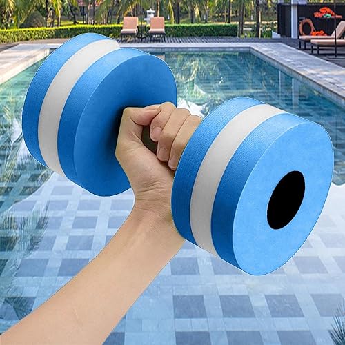Miniatura 4 de Lagukka Juego de mancuernas acuáticas, 2 mancuernas de agua, resistencia a la piscina, equipo de fitness acuático, mancuernas de espuma, aeróbicos