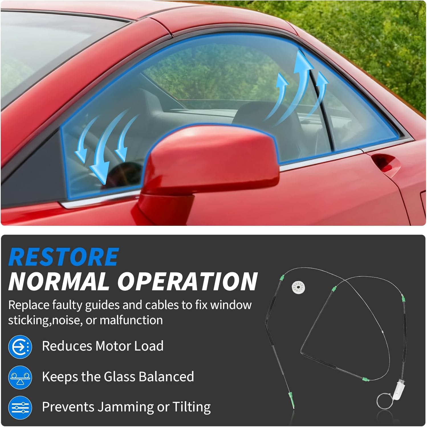 Window Regulator Repair Kit Compatible with 2004-2009 Cadillac XLR 4.6L,Replacement Driver Side Front Left Window Regulator Repair Kit