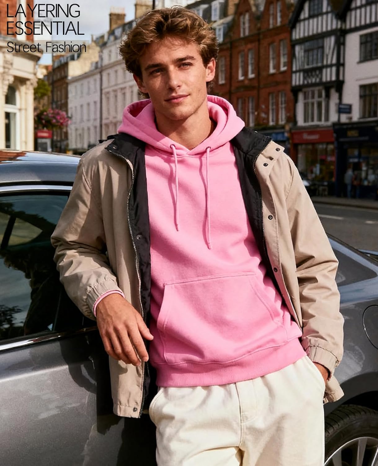 Men's Hoodies Pullover Hooded Sweatshirt Midweight Athletic Hoodie for Men Long Sleeve Fleece Sweat Shirt with Pocket - Image 5