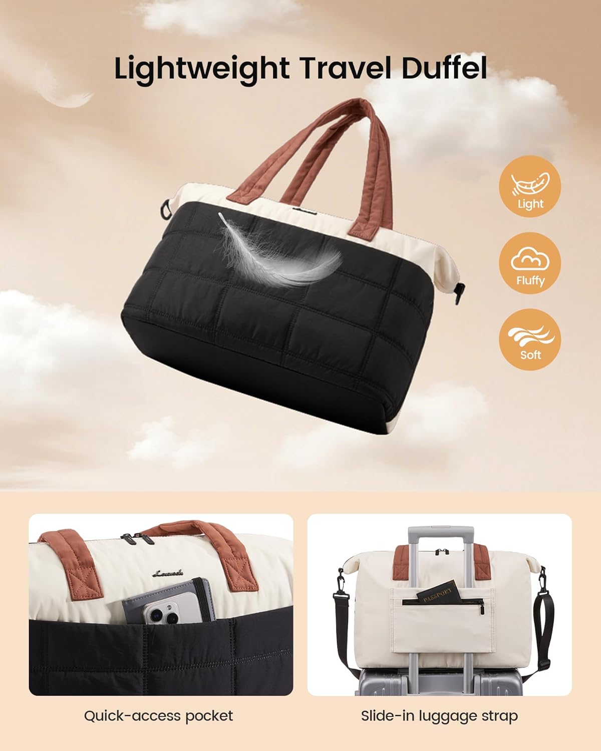 LOVEVOOK Gym Bag for Women & Men with Wet Pocket,48L Puffer Laptop Work Bags for Women with Computer Compartment,Waterproof Teacher Tote Bags Workout Weekender Carry on Travel Bag,Large Purse Handbags - Image 4