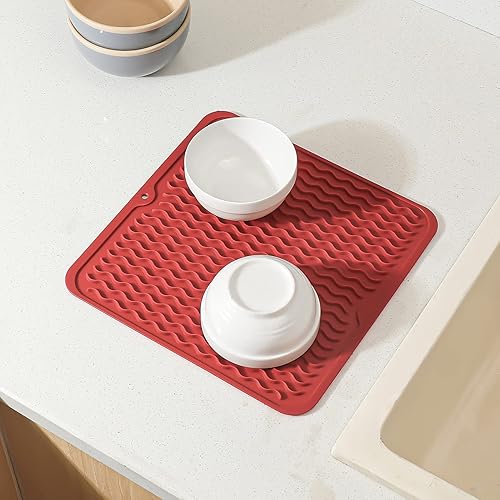 Miniatura 417 de Tapete de silicona para secado de platos para múltiples usos, fácil de limpiar, ecológico, resistente al calor, tapete de silicona para encimera